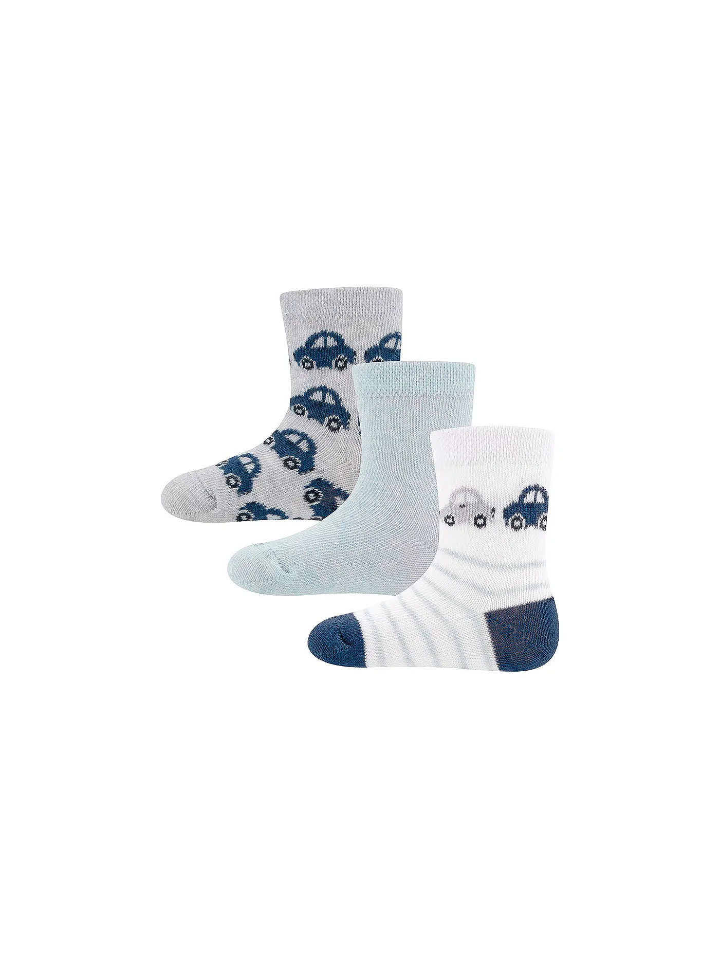 EWERS | Jungen Socken 3er Pkg Auto hellblau | 